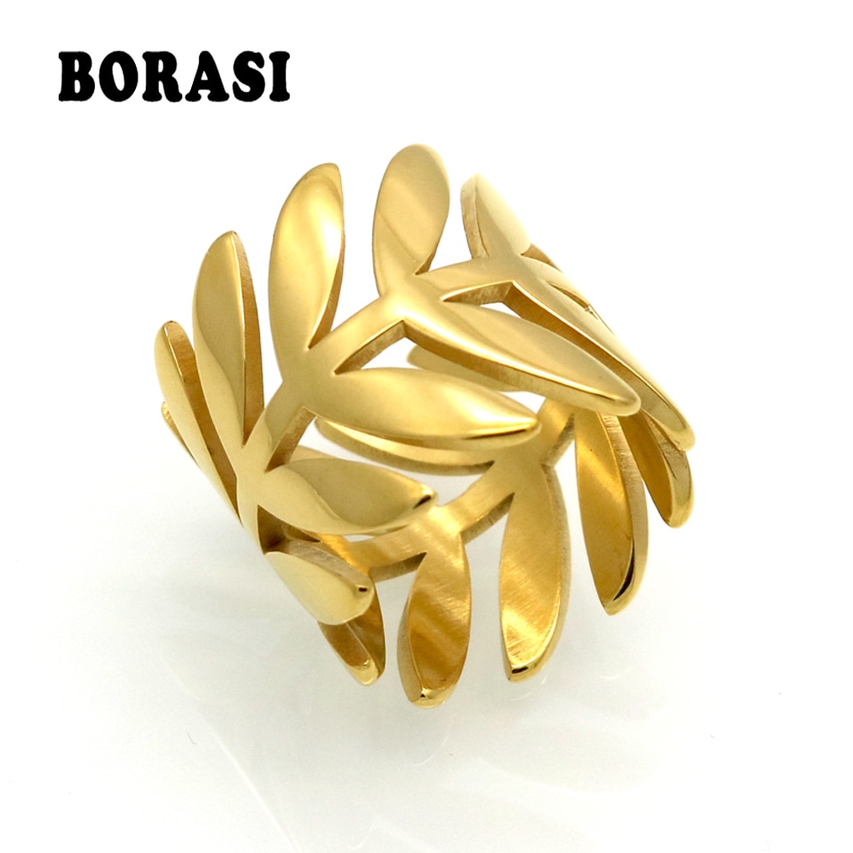 Borasi Klassieke Prachtige Tale Delicate Blad Tak Ring Everyday Vrouwen Sieraden Gouden Kleur Ring Voor Bruiloft Bruidsmeisje