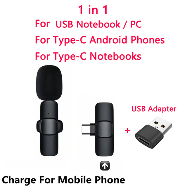 Ojal Lavalier micrófono de solapa inalámbrico Bluetooth Mini micrófono para teléfono PC móvil pequeño Micro pequeño corbata Mike Mikrofon USB: Dorado