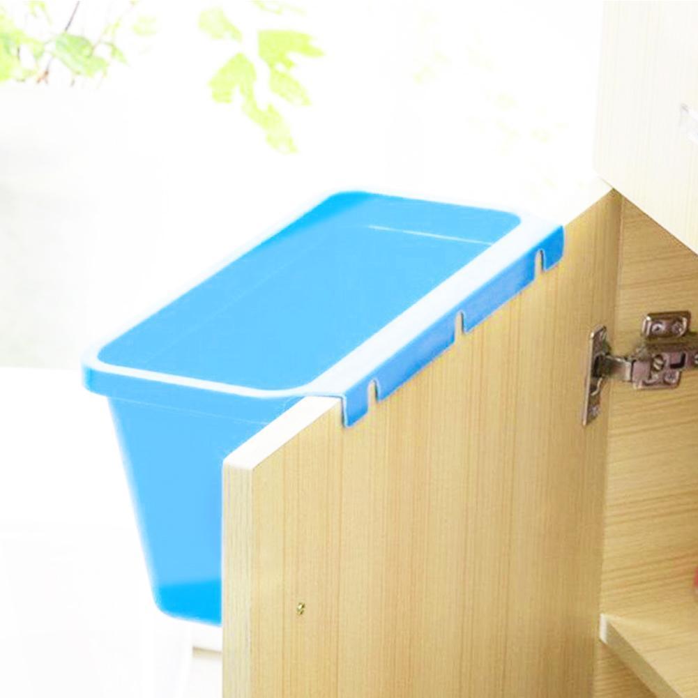 Hanging Trash Can In Kitchen Desktop Cabinet Storage Dustbin Bucket Rubbish Garbage Door Bin Trash Plastic Can C0X2