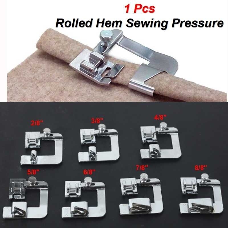 7 Sizes Rolled Hem Pressure Foot Sewing Machine accessories edge Presser Foot Hemmer Foot for Brother Singer