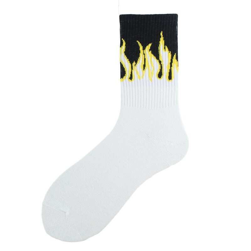 Chaussettes unisexes avec motif de flamme pour femmes, Style Hip Hop Harajuku coréen, chaussettes joyeuses pour hommes, chaussettes de Skateboard antidérapantes amusantes: 5