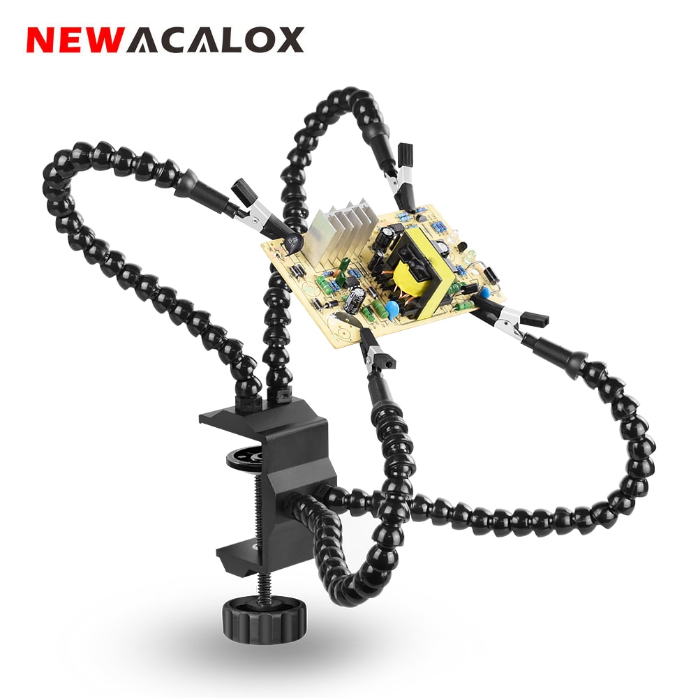 NEWACALOX 4Stck flexibel Arme Lözehn Hilft Dritte Hand Werkzeug Tabletop Klemme Schweißen Halfter für PCB Gremium Reparatur Bahnhof Stehen