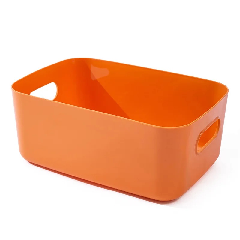 Oppbevaringsboks i plast på skrivebordet til kosmetikk og snacks, kjøkkenorganisator, husholdningsskuff, polyetylenbeholder, oppbevaring av babymat: S / Oransje