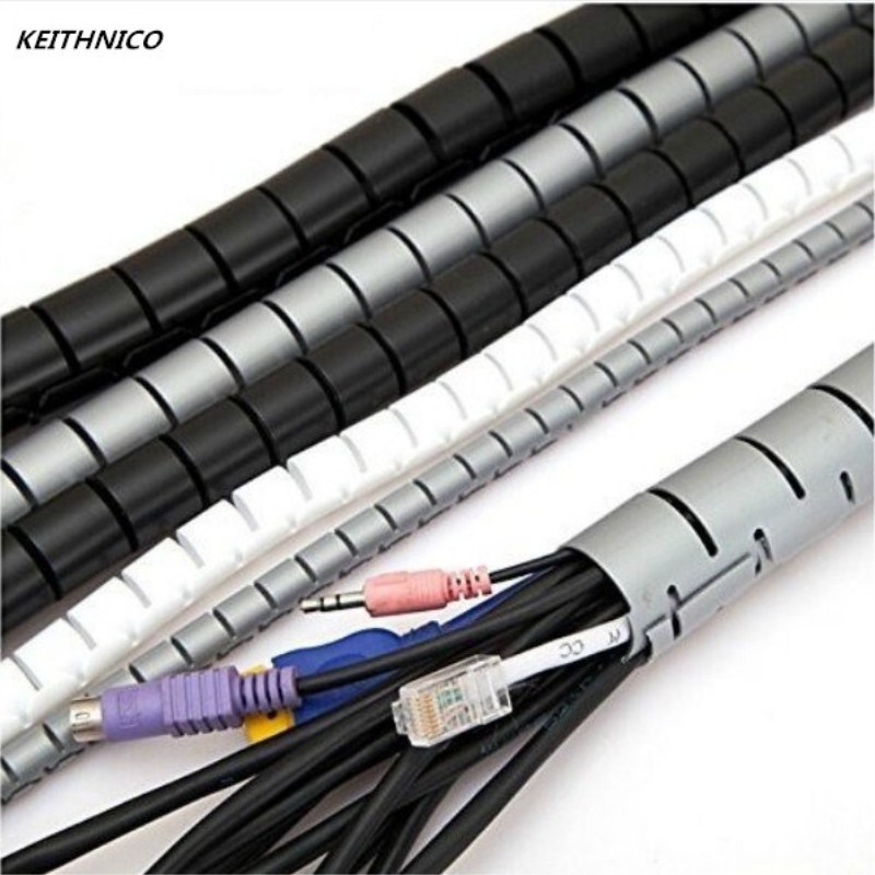 KEITHNICO 1M 3FT Kabel Draht wickeln Organizer Spirale Rohr Kabel Wickler Schnur Schutz flexibel Verwaltung Draht Lagerung Rohr