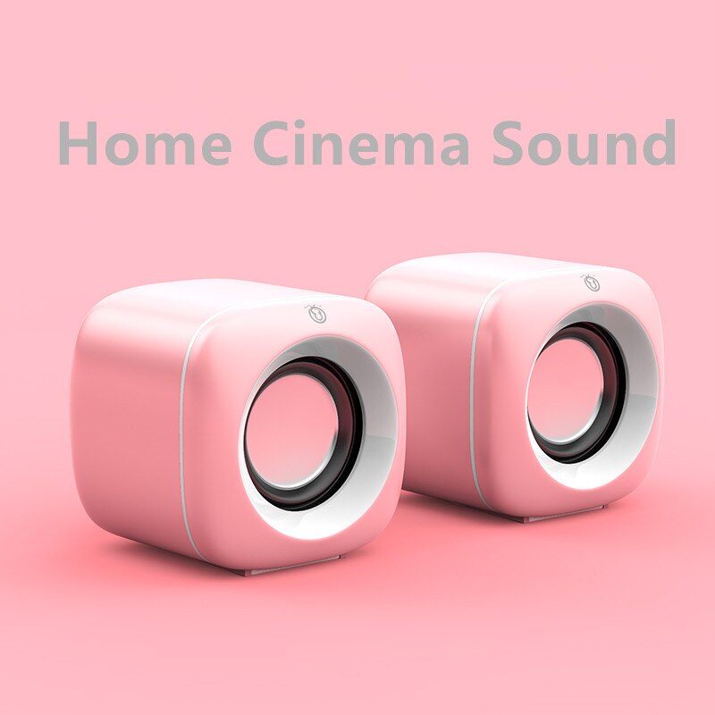 Pink Computer Speaker for Laptop PC Column Deep Bass Sound Subwoofer Music Player Audio Loudspeaker Not Bluetooth Speakers