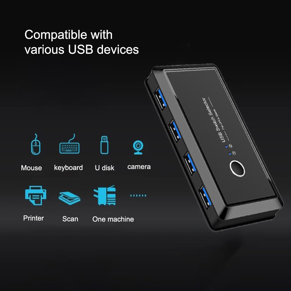 USB Umschalter USB 3,0 KVM schalten Kasten 2 Hafen Stck teilen 4 Geräte für Tastatur Maus Drucker Monitor Schalter Wähler neue