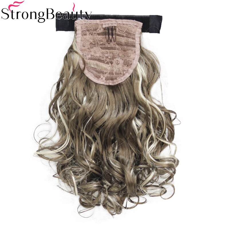 Coleta de pelo rizado, extensión de cabello medio largo sintético de belleza fuerte