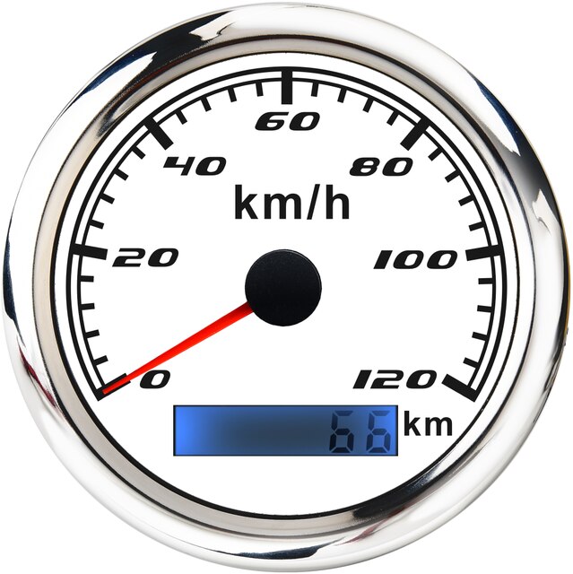 Tachimetro GPS per moto 85mm indicatore di velocità digitale 30 60 120 KM/H per barca marina auto ATV camion contachilometri accessori Camper Camper: White Silver 120MPH