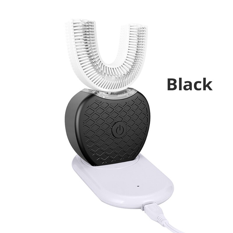 V Weiß Automatische Elektrische Zahnbürste 360 Grad Ultraschall Vibration Elektrische Zähne Pinsel Zähne Bleichen Schönheit Instrument: Schwarz