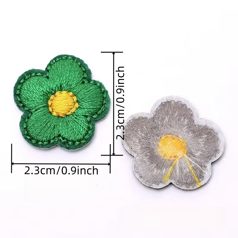 10 unids/lote 2,3 cm parches de flores pequeñas parche bordado hierro en tela apliques insignia para manualidades de costura DIY accesorios de ropa