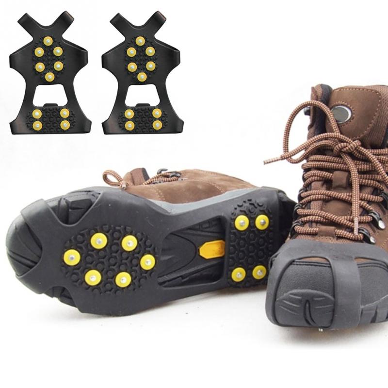 1 Paar Ijs Grips 10 Studs Anti-Slip Sneeuw Ijs Klimmen Schoen Spikes Grips Stijgijzers schoenplaten Overschoenen L0728