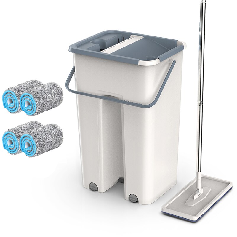 Vloer Mop Set Automatische Spin Mop Vervangbare Mop Doek Hand-Gratis Wassen Mop Platte Squeeze Magic Huishoudelijke Keuken Schoonmaken gereedschap: 4pcs