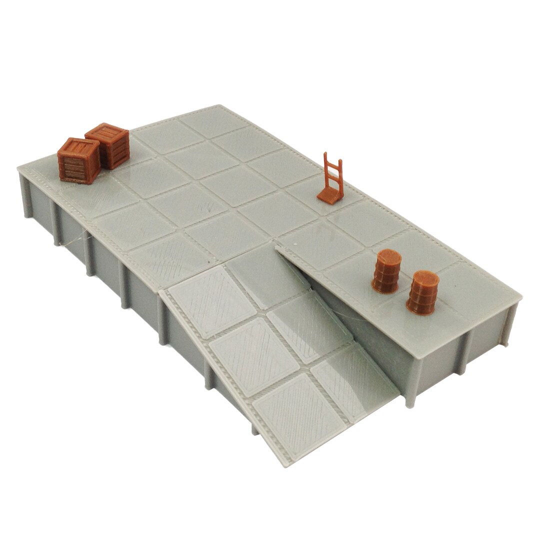 1:87 HO Scale 3D Printed Cement Freight Platform Train Railway Model Scene Decoration