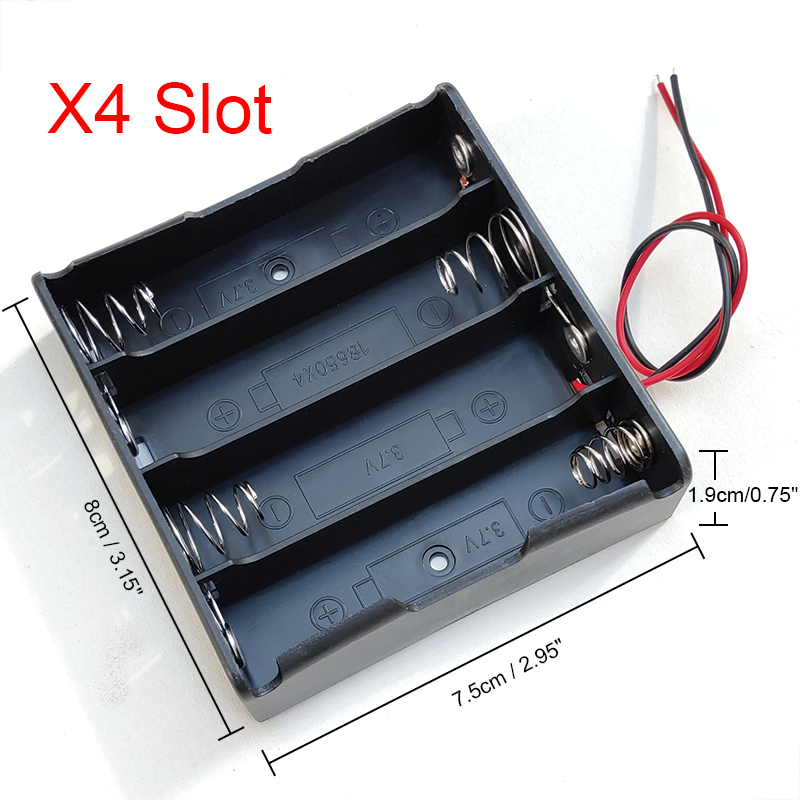 18650 Powerbank Case - 1-4 Slots DIY Batterijhouder Container met Draadpen: zwart