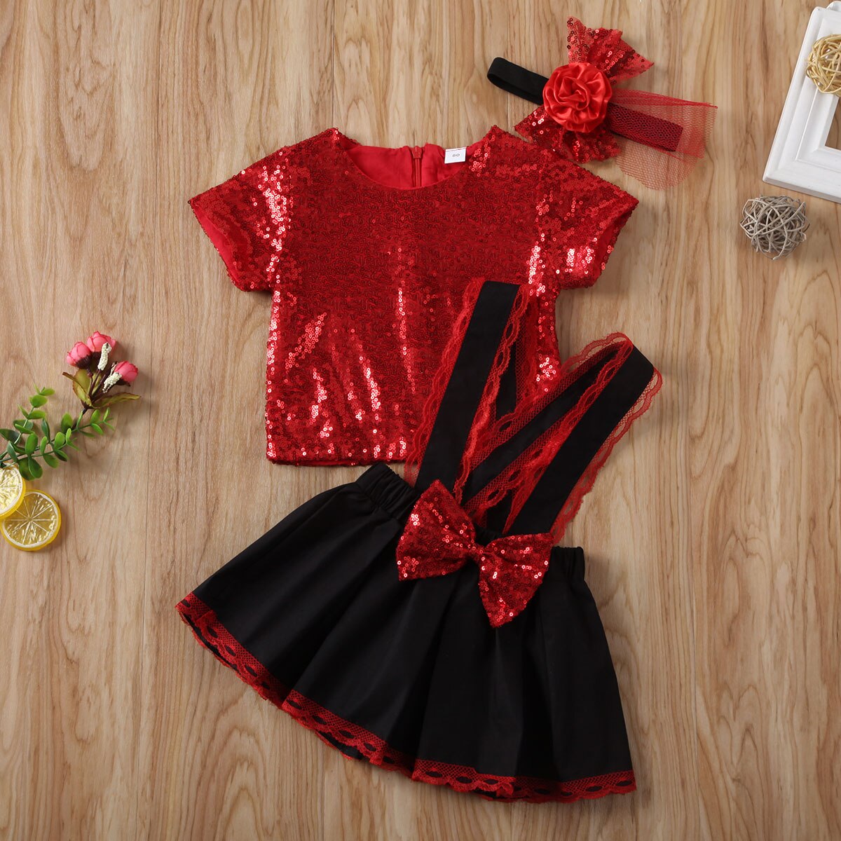 6M-4Y Bambino Del Capretto Del Bambino Delle Ragazze Vestiti Set Principessa Paillettes T Shirt + Bow Gonne Abiti per Bambini Ragazze Festa di Compleanno Costumi