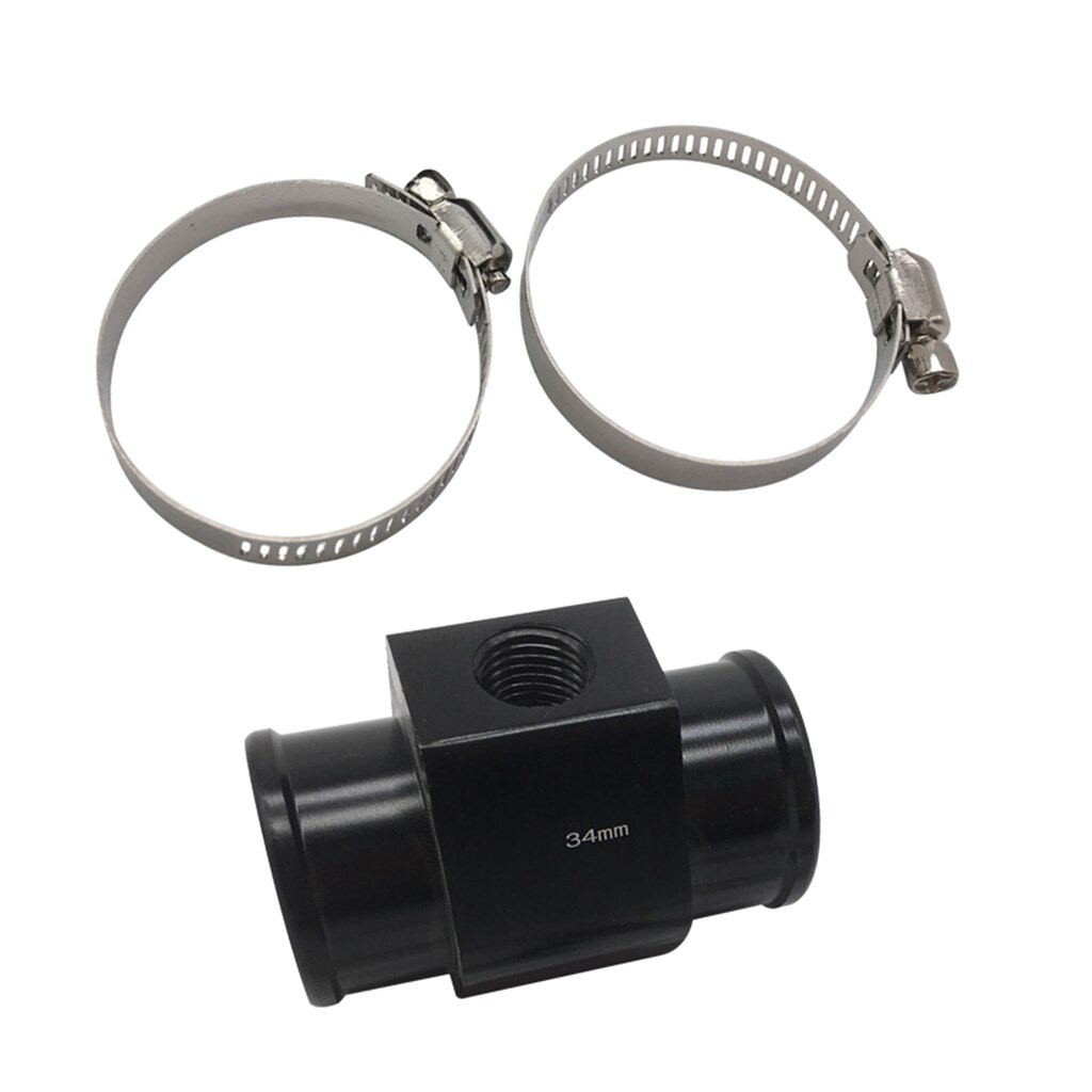 Water Temperature Sensor Joint Pipe Radiator Hose Adapter with Clamps (34 mm, Black)