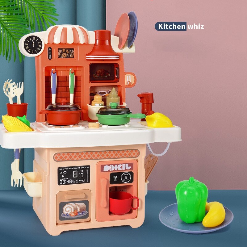 23Pcs Kinderen Speelhuis Keuken Speelgoed Set Geluid En Licht Geluidseffecten Kinderen Kok Rijst Kookgerei