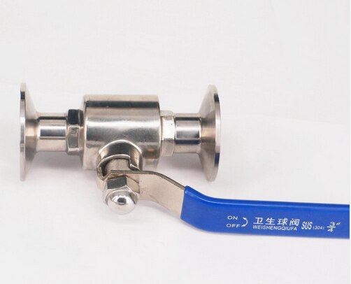 3/4" 19mm 304 Stainless Steel Sanitary Ball Valve 1.5" Tri Clamp Ferrule Type For Homebrew Diary Product