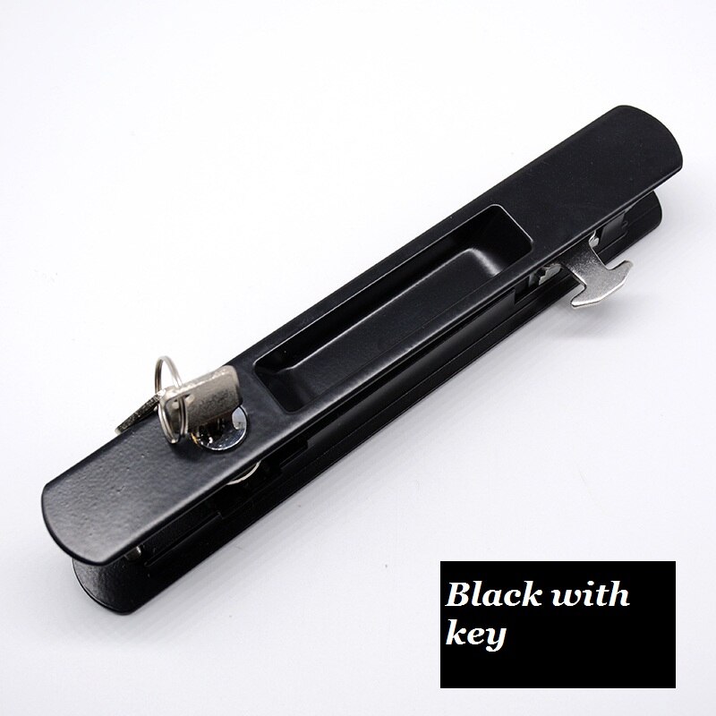 Mute Mortice Sliding Door Locks Hidde Handle Interior Door Pull Lock Modern Anti-Theft Room Wood Door Lock Furniture Hardware: black with key