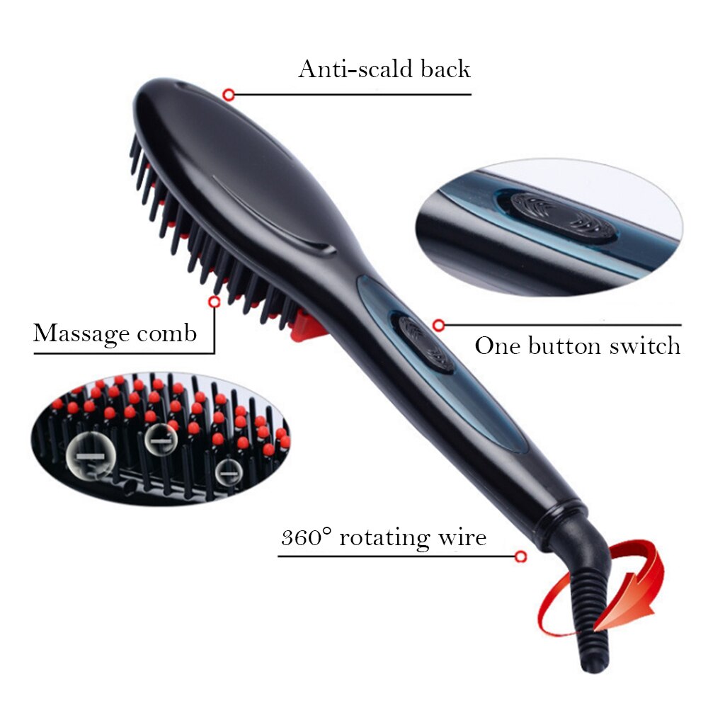 Hottest Ceramic Electric Hair Straightening Brush Hair Straightener Comb Girls Ladies Wet & Dry Hair Care Styling Tools