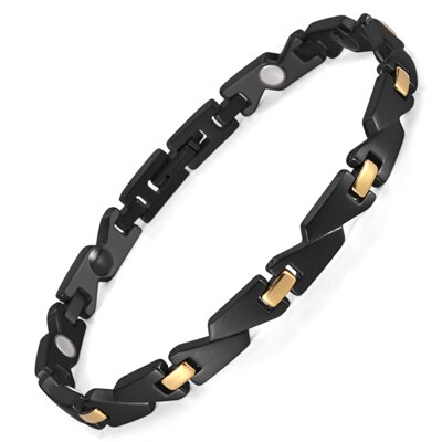 Rainso aço inoxidável energia de saúde magnética das mulheres bio pulseiras bangles pressão arterial em jóias para mulher OSB-1547BKG: bracelet