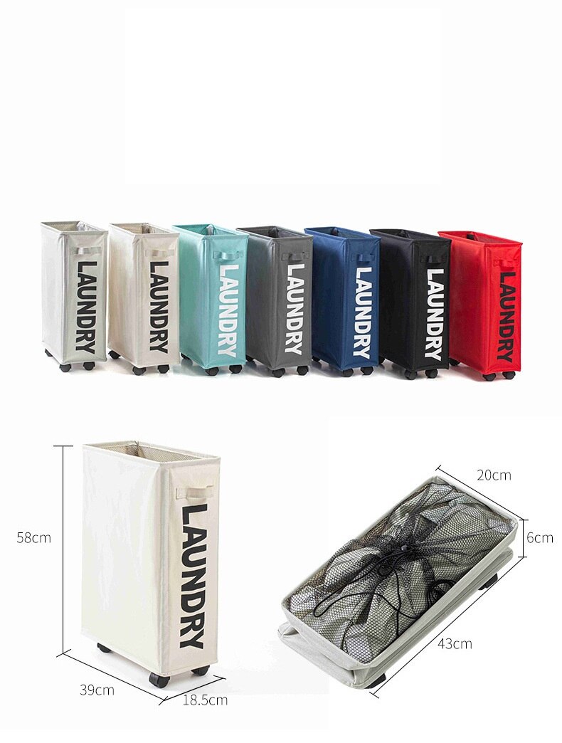 Foldable Dirty Laundry Basket with Caster Wheels Portable Clothes Storage Basket High Capacity Laundry Bags