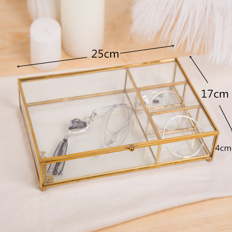 Nordisk stil retro glas smykker opbevaring æske smykker display box desktop opbevaring organisation boligindretning
