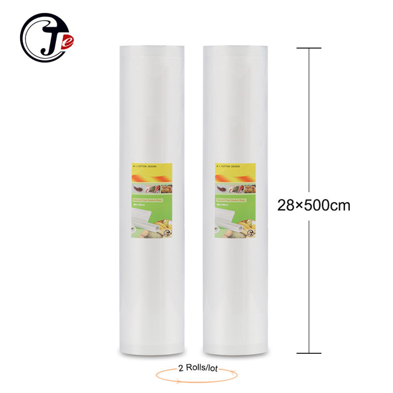 6 Size 12/17/20/22/28/ 25*500Cm Vakum Sluitmachine Pakketten tassen Voor Vacuum Verpakking Machine Graan Voor Wrappers Voedsel Sealer: 2 Rolls 28x500cm