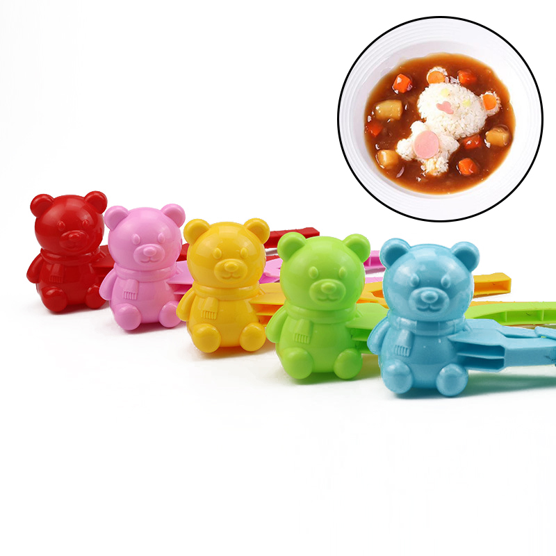 Schattige Eendvormige Rijstvorm Maker Clip Kinderen Buiten Plastic Eend Rijstvorm Diy Sneeuwbal Maker Sushi Mal Met Handvat