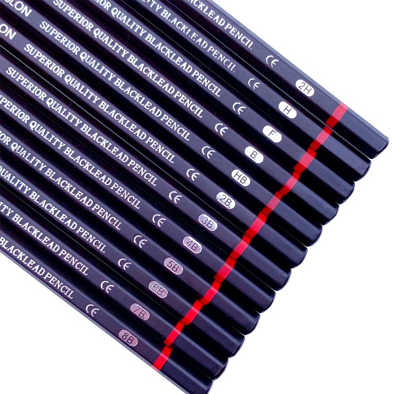12pcs/Box USLON Pencils Set Iron Box HB H B F 2H 2B 3B 4B 5B 6B 7B 8B Wood Drawing Pencils for School Artist Sketch Pencils