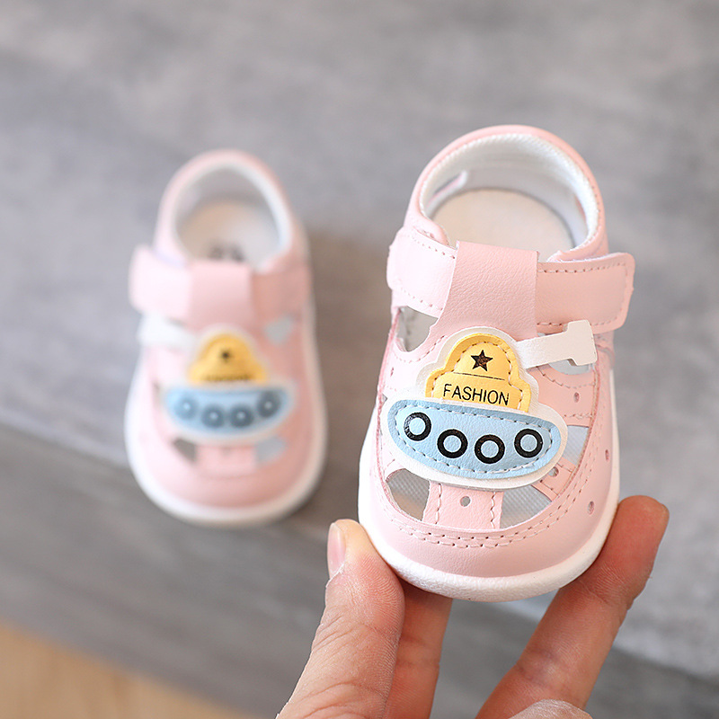 Sandalias para niños pequeños con dibujos animados, zapatos de playa antideslizantes, de cuero suave, para primeros pasos, para verano, SXJ037: SXJ032Pink / CN 16 insole 11.5cm