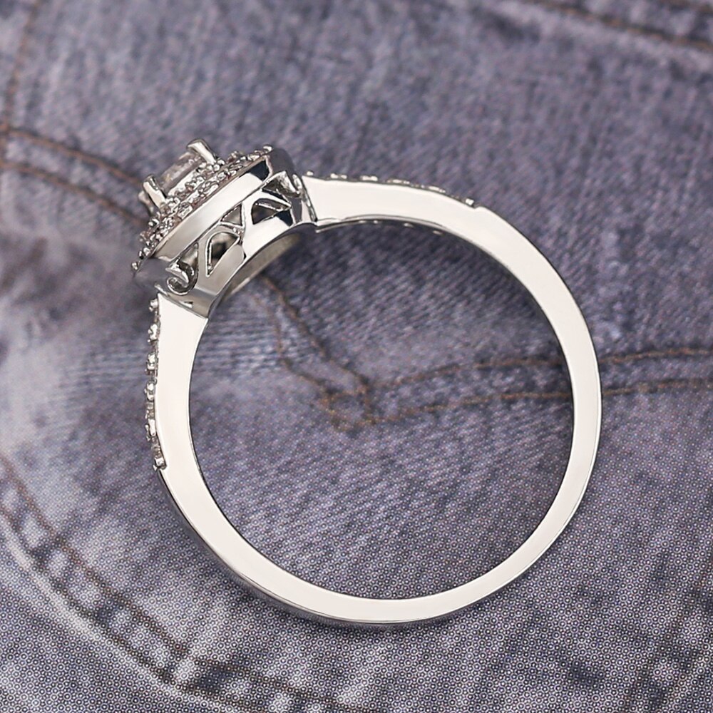 Huitan Pretty Engagement Ring For Women Prong Setting Wedding Bands Jewelry With Micro Paved Luxury Wedding Ring Lots