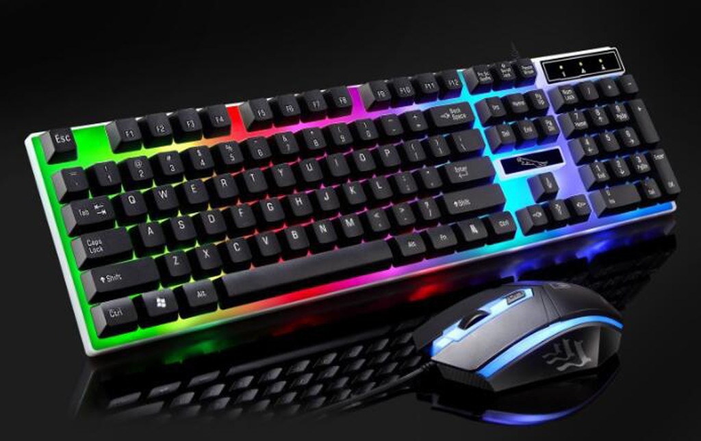 G21 LED Rainbow Color Backlight Gaming Game USB Wired Keyboard Mouse Set Robotic Feel For PC Laptop Gamer Ergonomic