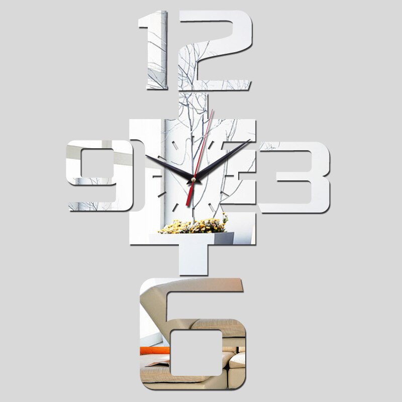 Ægte vægur ur ure horloge reloj de pared stor dekorativ kvarts stue moderne akryl 3d spejl nål