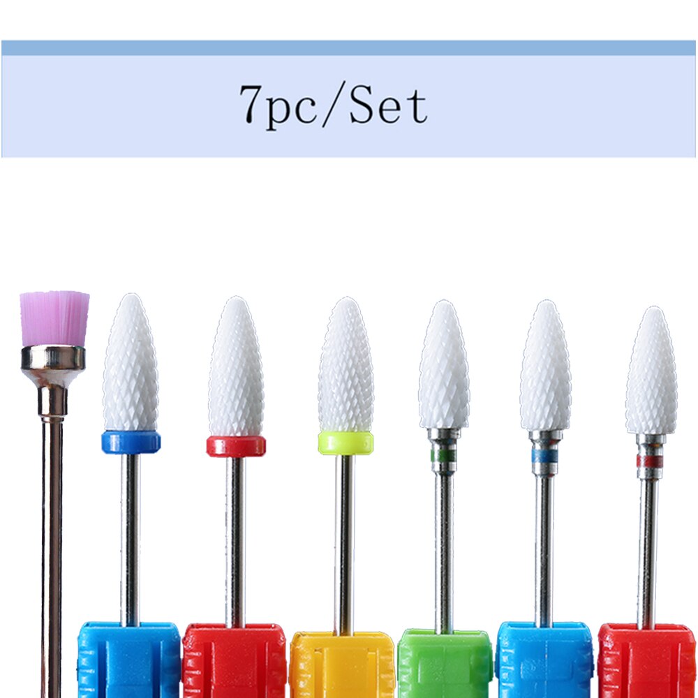 Conjunto de brocas de unha de cerâmica, peças, conjunto de brocas, carboneto, fresa, manicure, remoção de unha, gel, ferramentas de polimento elétrico