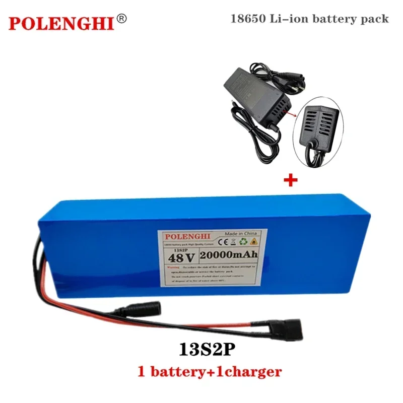 13S2P 48 V 20000 mAh 18650 wiederaufladbarer Li-Ionen-Akku 54,6 V 2 A Ladegerät: Rot
