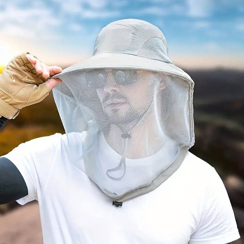 Gorro antimosquitos plegable a la con malla de red oculta para mujeres y hombres, gorro repelente de insectos y abejas, gorro de pesca con protección solar