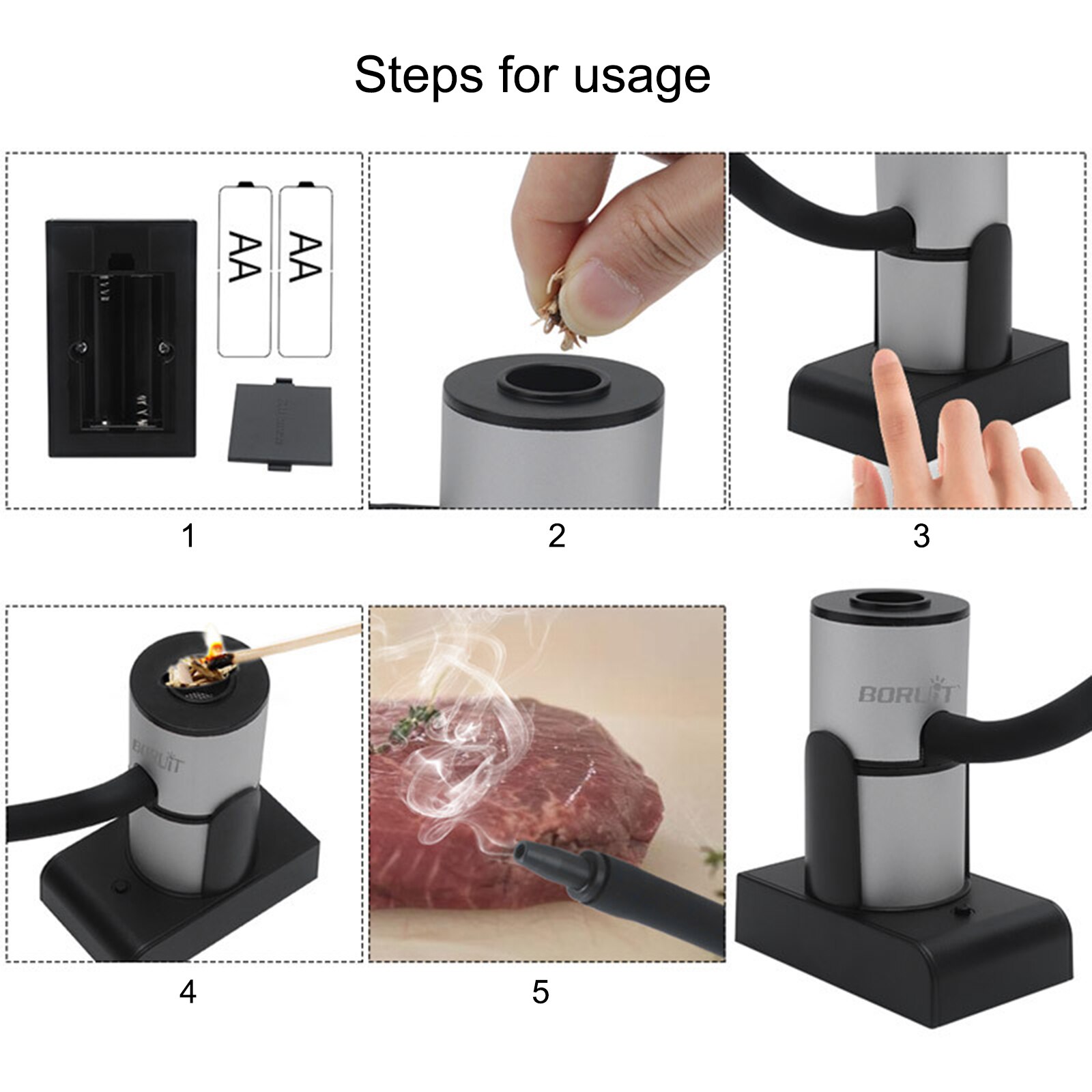 Kök rökpistoler med flis för bar matlagning kött bbq drycker ost cocktails bärbar rökare rökning vapen bbq mat trä