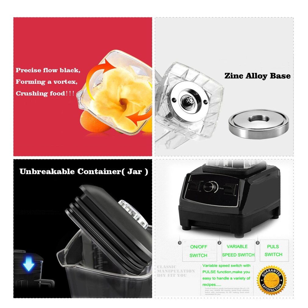 2200W 2L Home Smoothies Power Blender Food Mixer Juicer Food Fruit Processor Smoothie Maker Cooking Machine