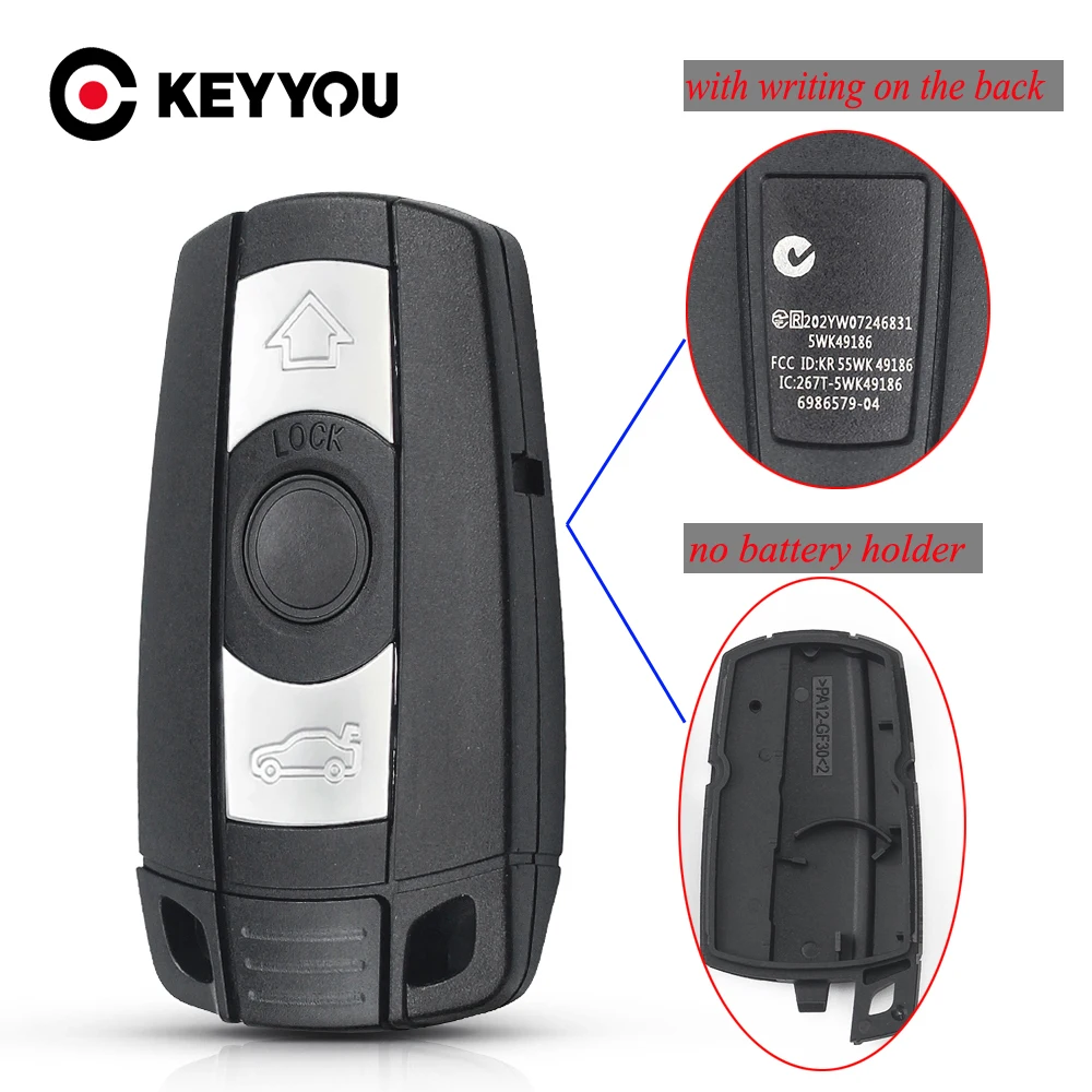 KEYYOU-funda para llave de coche, carcasa para mando a distancia, 3 botones, hoja inteligente, para BMW 1, 3, 5, 6, Serie E90, E91, E92, E60