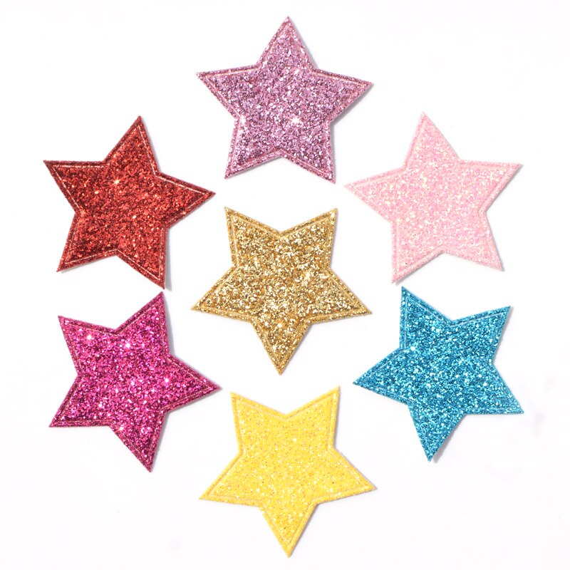 60 Pcs Gemengde Glitter Lederen Patches Star Vorm Applique voor Craft/Kleding/Haarspeld DIY Scrapbooking Accessoires K34: Default Title