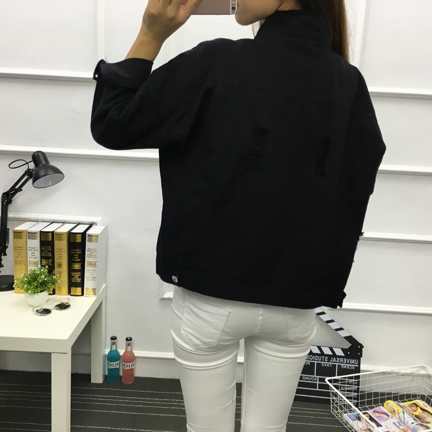 Demin jacket Women white Black Denim Jacket Spring Jeans Coat Casual Harajuku Streetwear Female Vintage Jeans Coat