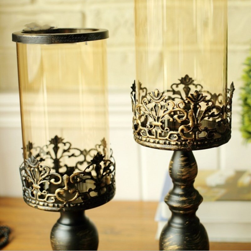 Paint Wrought Iron Candlestick Romantic Candlelight Dinner Iron Table Decoration Lover Wedding Props Home Soft