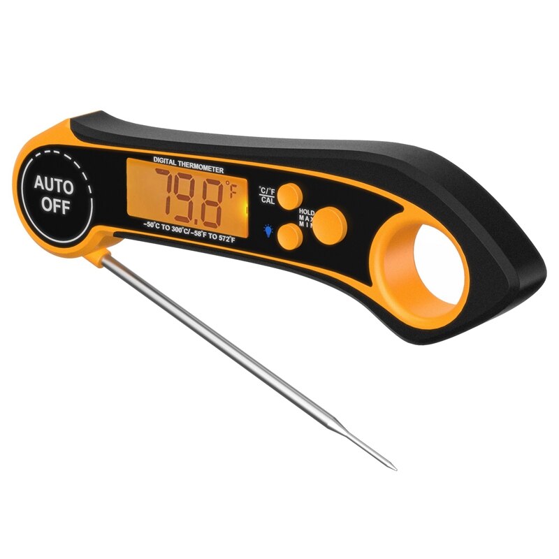 Food Thermometer Digital Instant Read Meat and Cooking Tool Kitchen Steak Deep Fry BBQ Smoker Foldable Temperature Gauge: Default Title