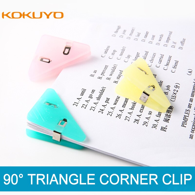 3 Colors /package Japan Kokubu Color Triangle Clip Stationery Corner Folder Package Folder for Easy Reading School Supplies