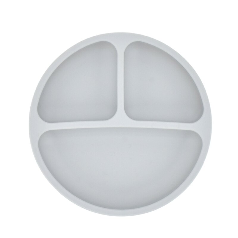 Assiette à manger en Silicone pour bébé, solide, mignon, dessin animé, vaisselle de pour bébé, formation, vaisselle, bol d'alimentation pour enfants: Light Grey