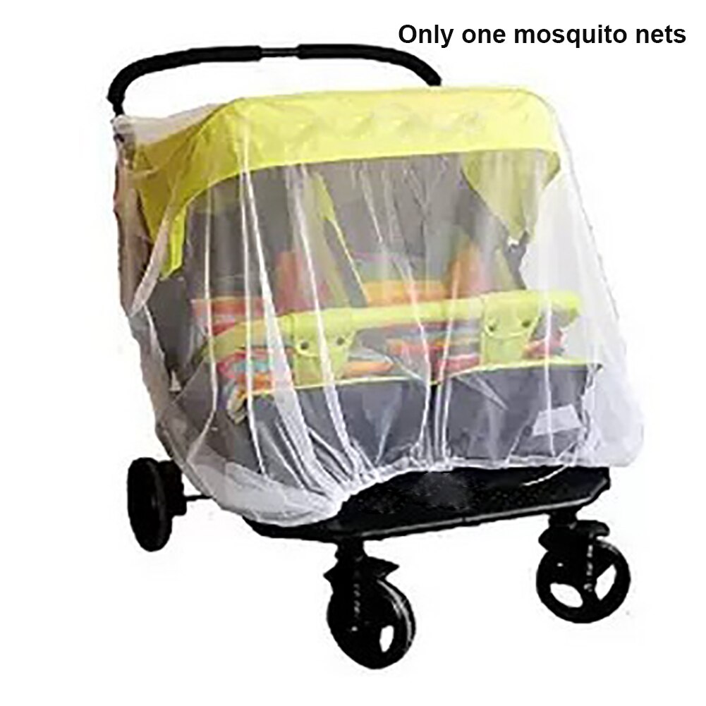 Buggy Klamboe Volledige Cover Baby Kid Safe Mesh Accessoires Outdoor Shield Dubbele Kinderwagen Wieg Wit Opvouwbare