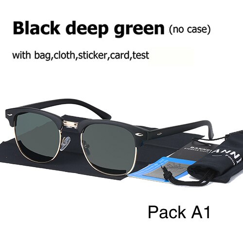 UV400 HD Polarized men women Sunglasses Classic retro Brand Sun glasses Coating Drive Shades gafas De Sol Masculino: deep green A1