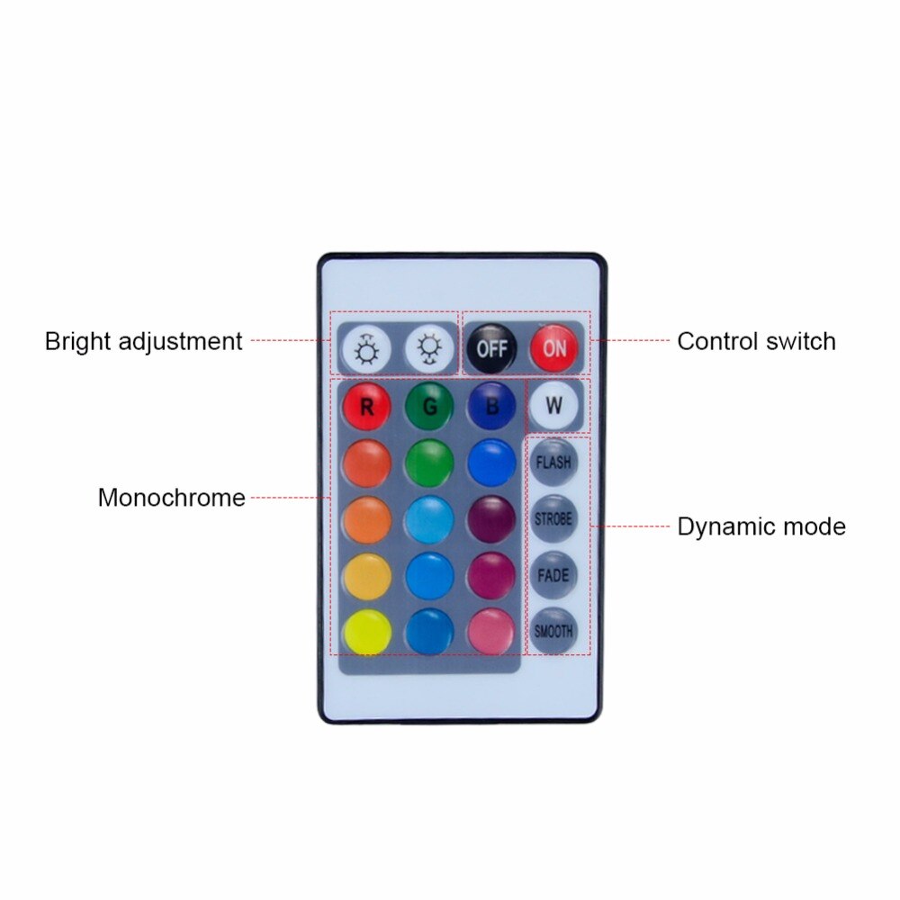 24 Key USB RGB LED Controller 5V IR Remote RGB LED Dimmer USB Interface 4 Pin Apply to 2835 5050 3528 RGB Strip Light