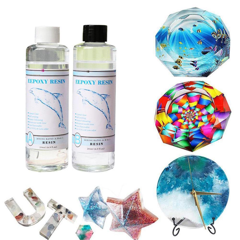 Epoxy Resin Kit Crystal Clear Hardener Kit Easy Mix DIY Supplies For Art Casting Resin Jewelry Projects